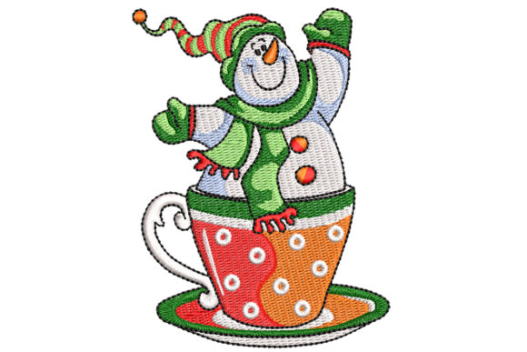 A Cup of Snowman: Perfect for Festive Embroidery