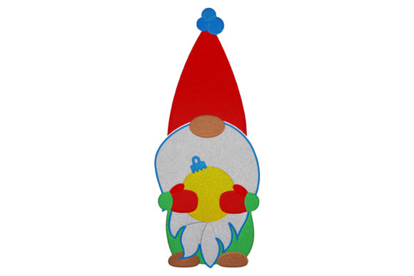 Charming Gnome with Christmas Ball Embroidery