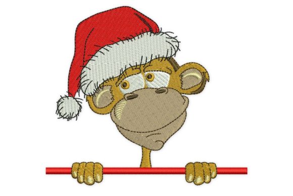 Charming Santa Monkey for Festive Embroidery