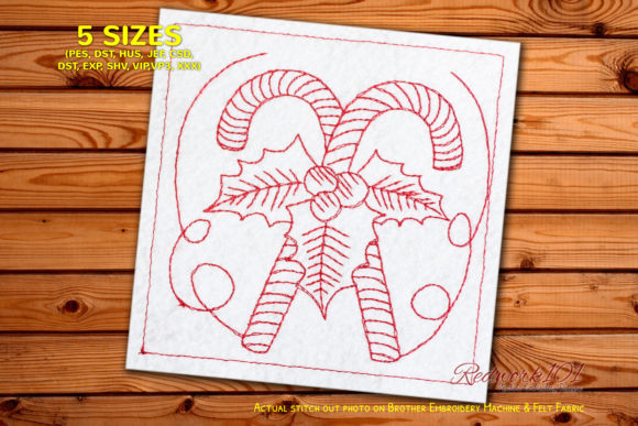 Christmas Candy Canes Redwork: A Festive Design Review