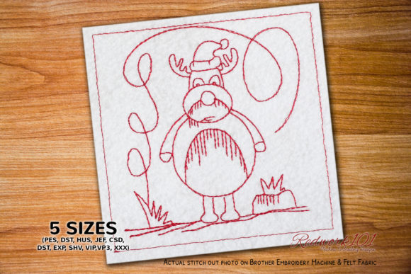 Christmas Cartoon Deer Redwork: A Charming Addition