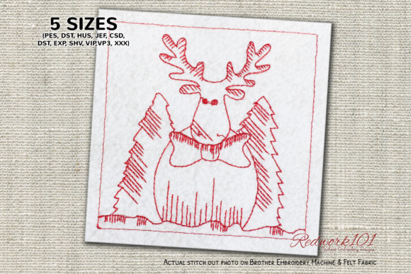 Christmas Cartoon Reindeer Redwork: A Festive Embroidery Delight