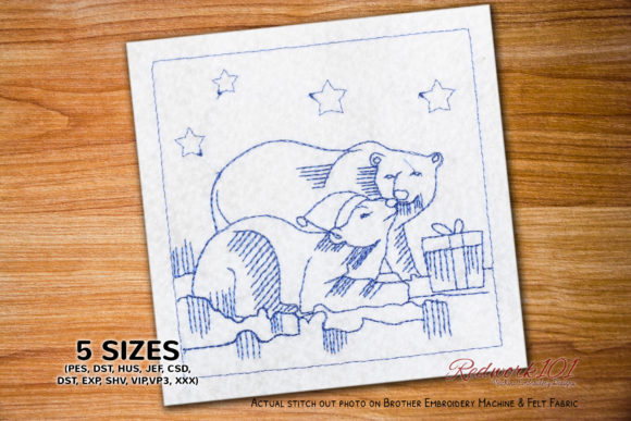 Christmas Polar Bear Redwork for Etsy Sellers