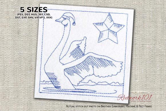 Christmas Swan Redwork Design Review